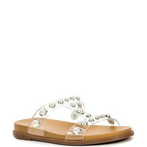 Copper Kay Flat Sandals with small white, beads pearl detail